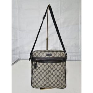 Authentic Gucci GG Supreme Crossbody Bag Beige/Blue